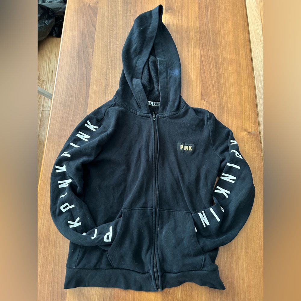 PINK Victoria's Secret Black Kids Zip-Up Hoodie
